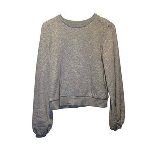 A new day pullover sweatshirt balloon sleeves XS cropped gray loungewear casual‎